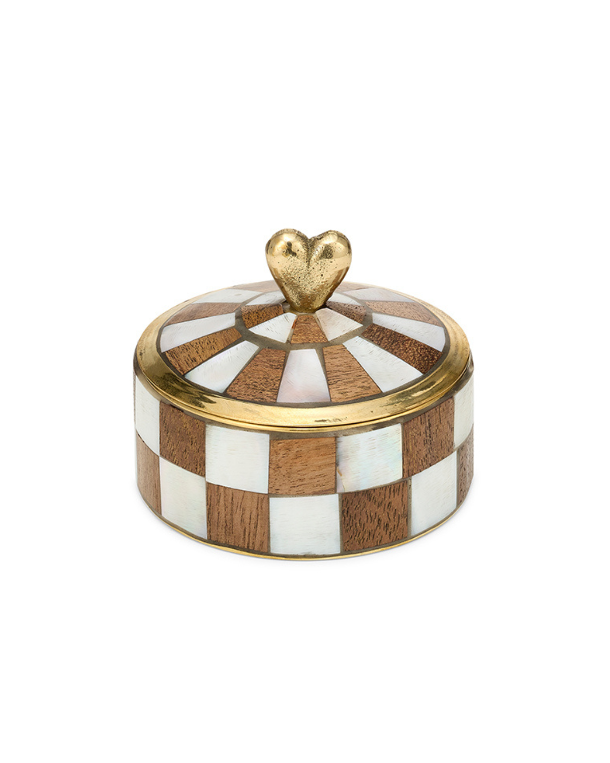 Heart Circus Box Medium Woody van Doing Goods, handgemaakt houten opbergdoosje met messing en schelp, perfect voor sieraden of kleine accessoires
