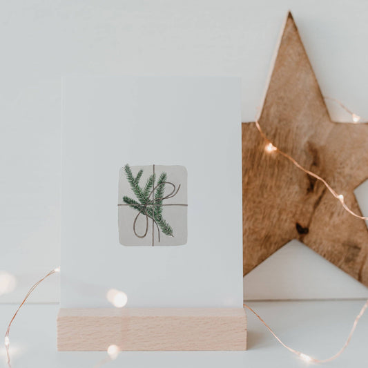 Aquarelkaart kerstkadootje