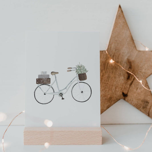 Aquarelkaart Kerstfiets
