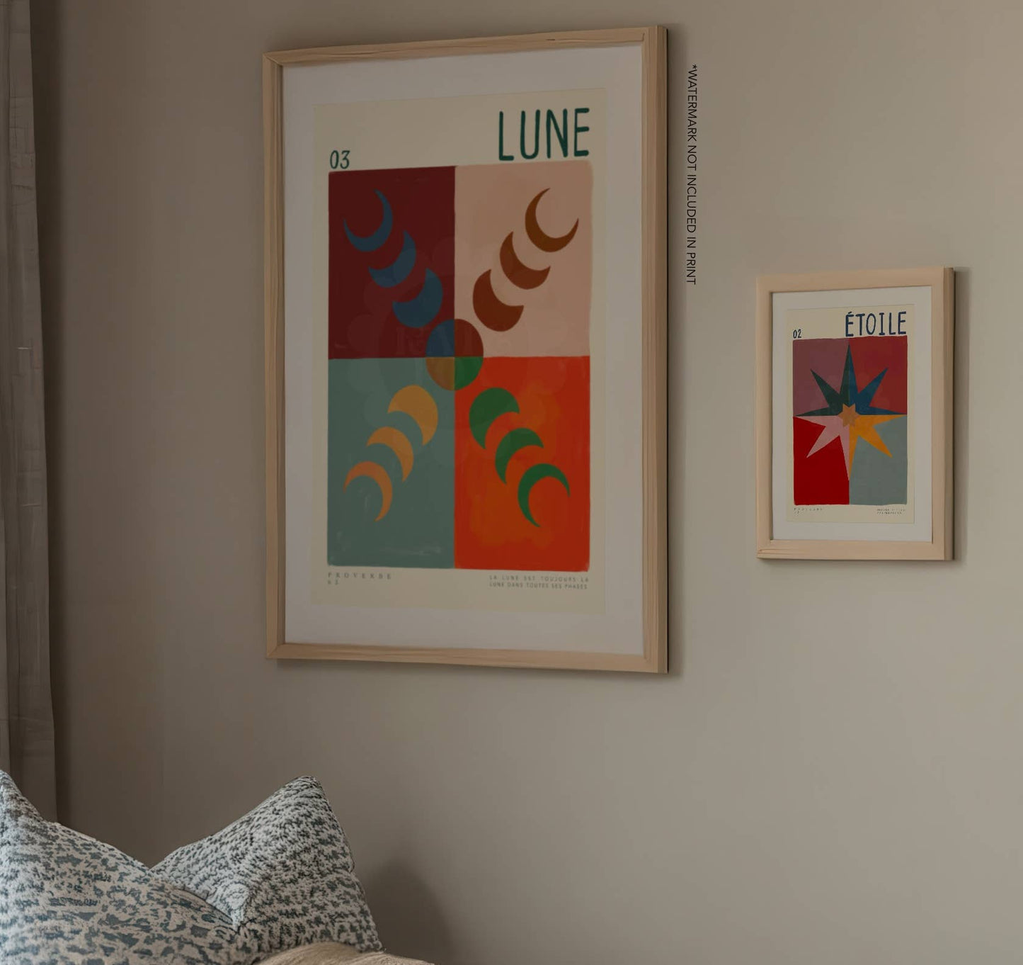 Herfstmaan – Kleurrijke Handgetekende Kunstprint A4