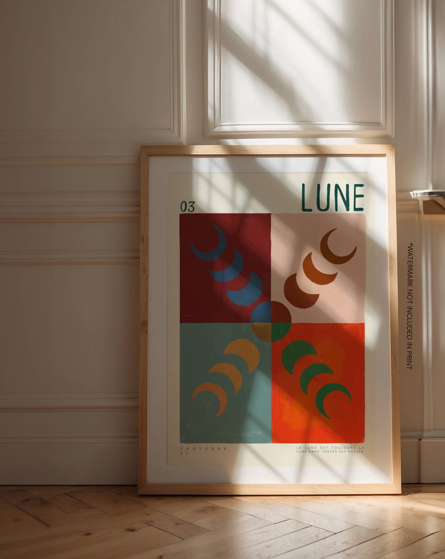 Herfstmaan – Kleurrijke Handgetekende Kunstprint A4