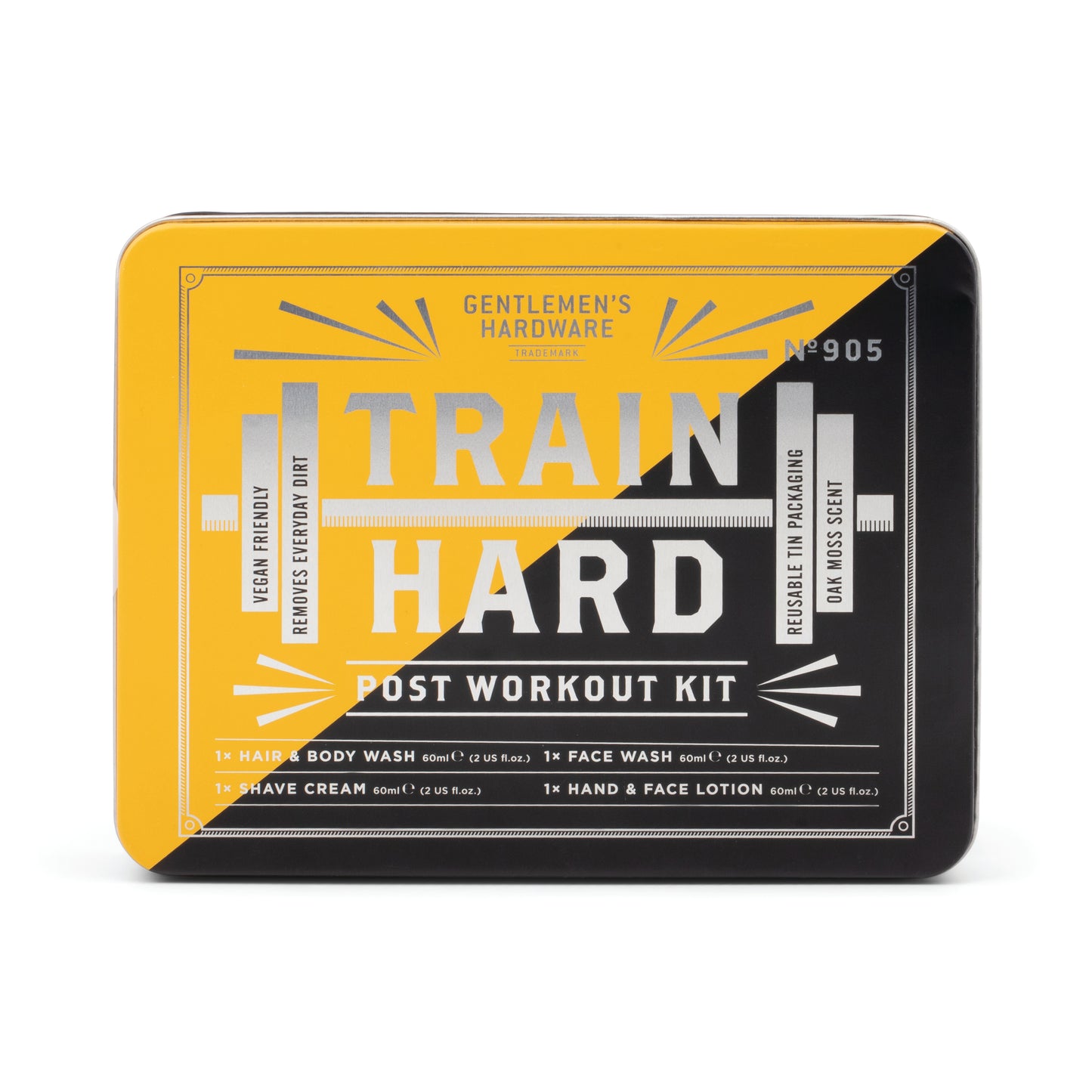 Alles-in-één kit met Hair & Body Wash, Face Wash, Shave Cream en Lotion, ideaal na het sporten.