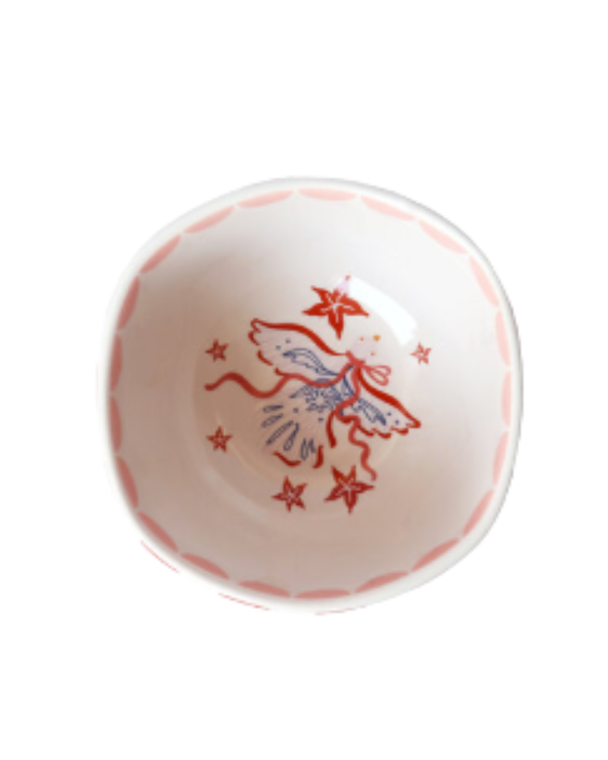 Mini keramisch schaaltje Vogel met Strik op witte achtergrond, perfect voor borrelhapjes en kleine snacks