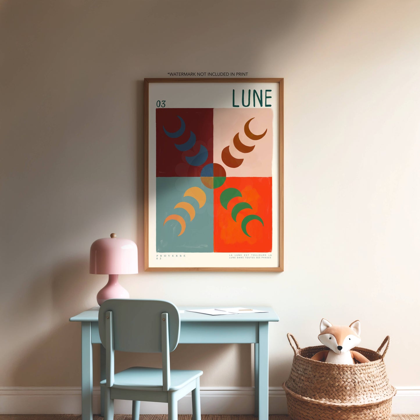 Herfstmaan – Kleurrijke Handgetekende Kunstprint A4