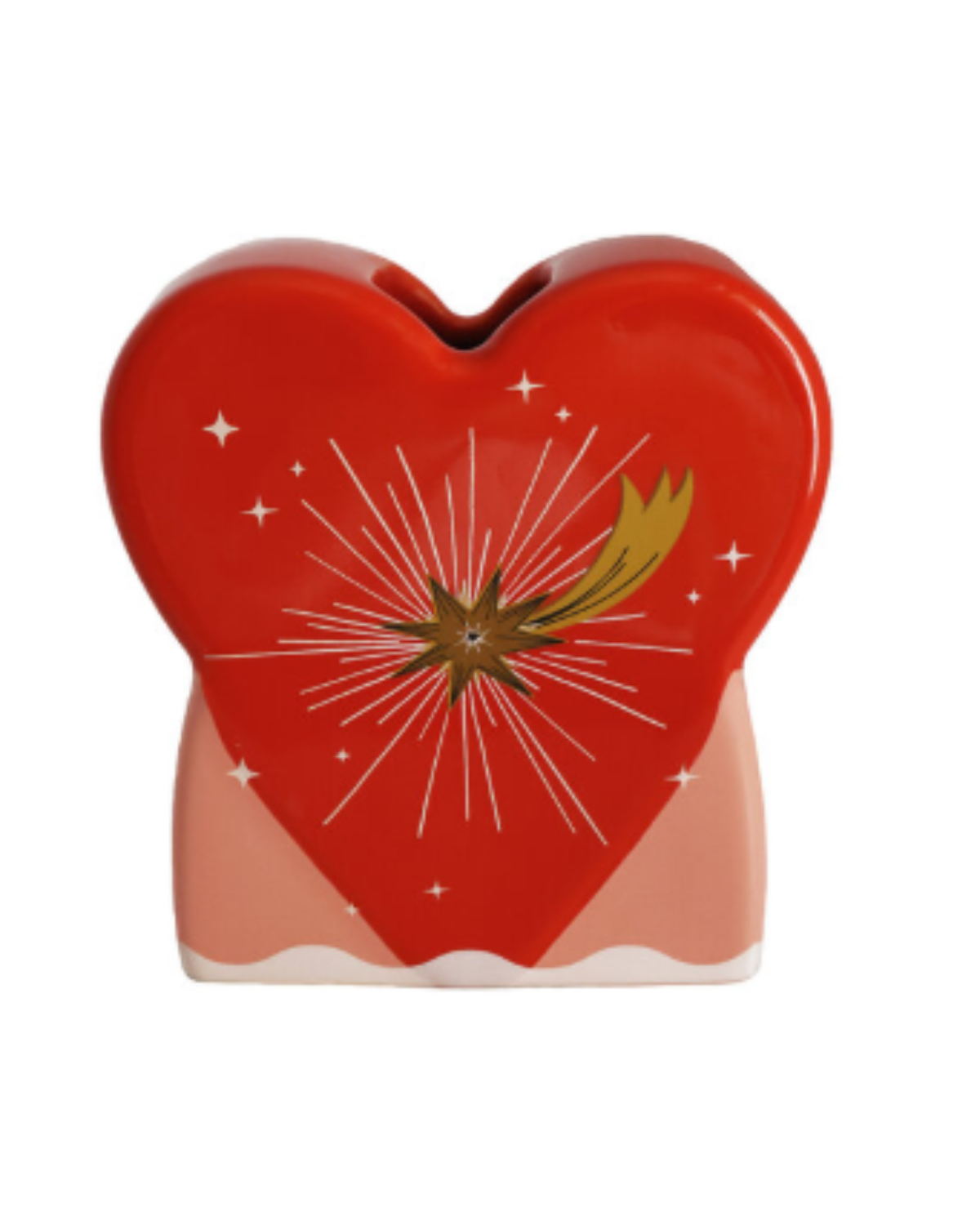 Handgemaakte keramieken Kleine Vaas Hart van All the luck in the world, hartvormig, compact en feestelijk, perfect voor droogbloemen of kleine boeketjes